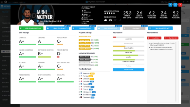 Draft Day Sports: College Basketball Gameplay Screenshot