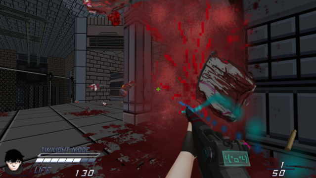 Twilight Town: A Cyberpunk FPS Gameplay Screenshot